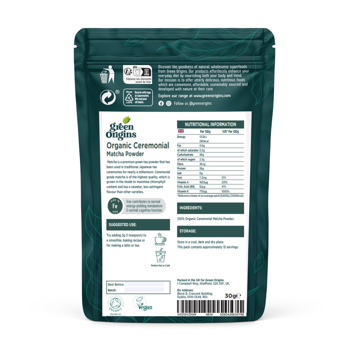 Green Origins Organic Ceremonial Matcha Green Tea Powder