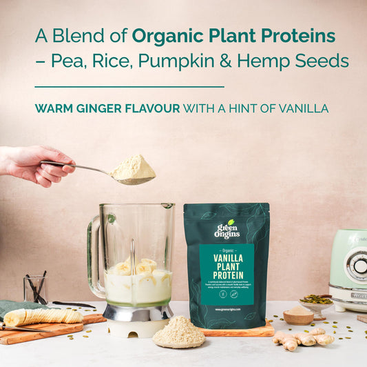 Green Origins Organic Vanilla Plant Protein Powder with Ginger
