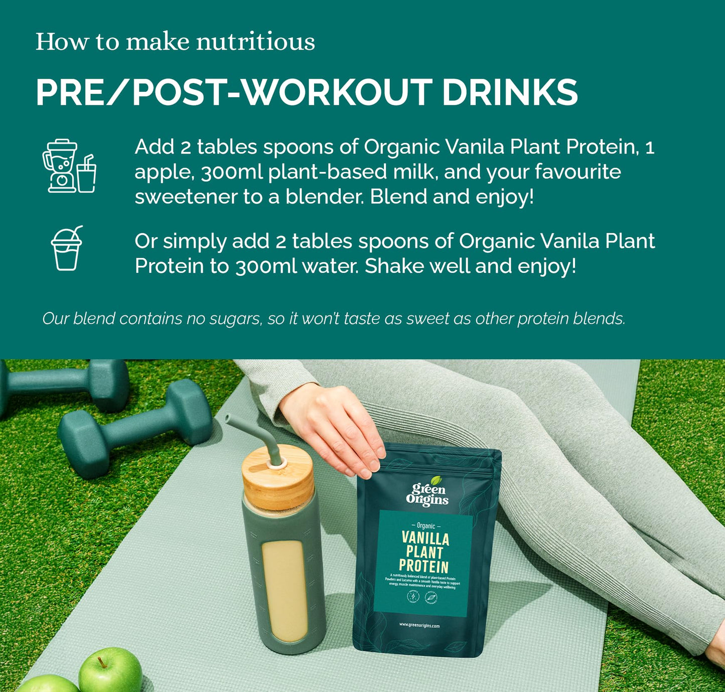 Green Origins Organic Vanilla Plant Protein Powder with Ginger