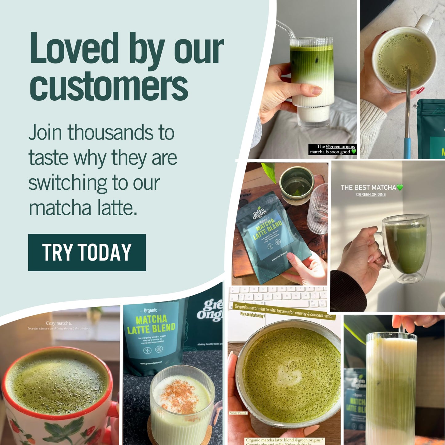 Green Origins Organic Matcha Latte Blend for Slow-release Energy & Concentration