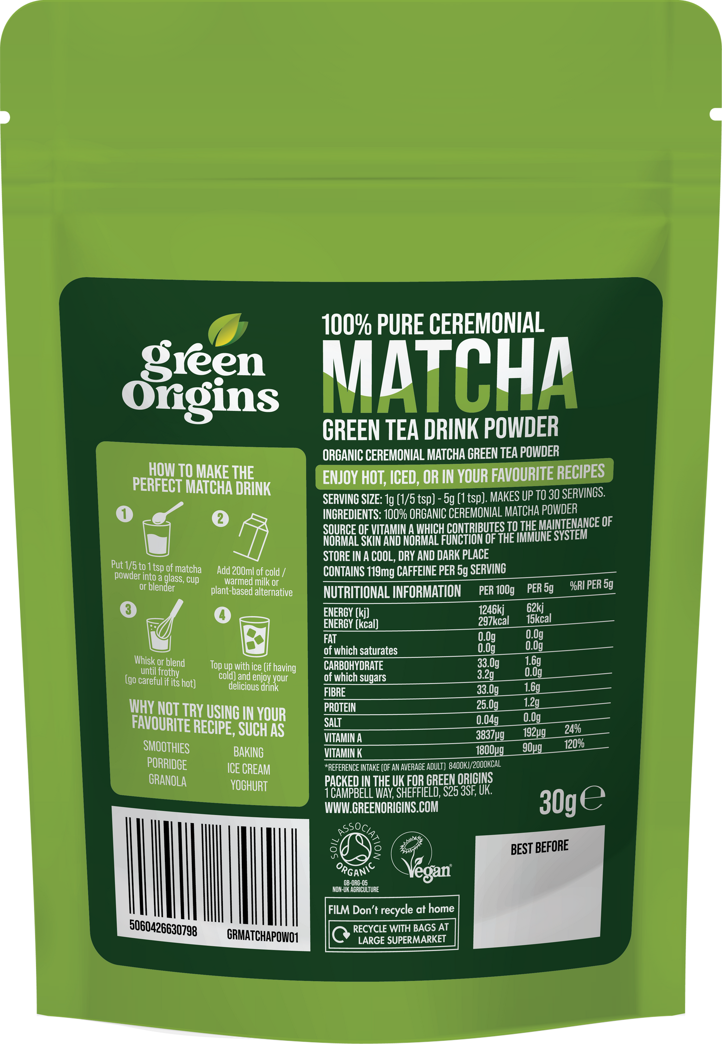 Green Origins Organic Ceremonial Matcha Green Tea Powder