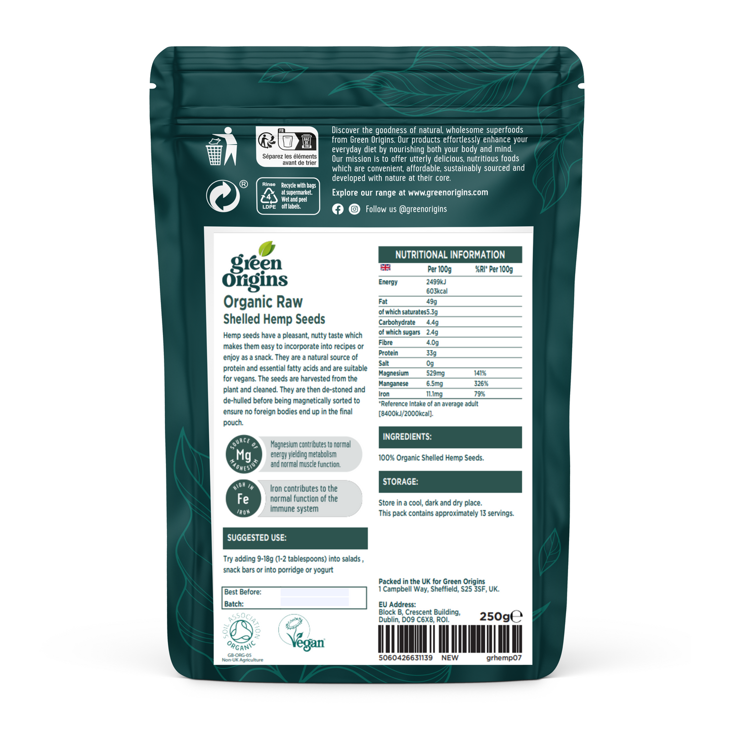 Green Origins Organic Shelled Hemp Seeds