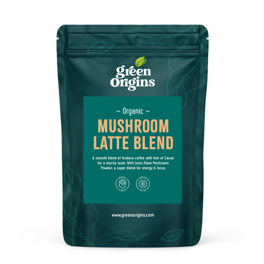 Green Origins Organic Mushroom Latte Blend with Lion's Mane & Coffee for Energy & Focus
