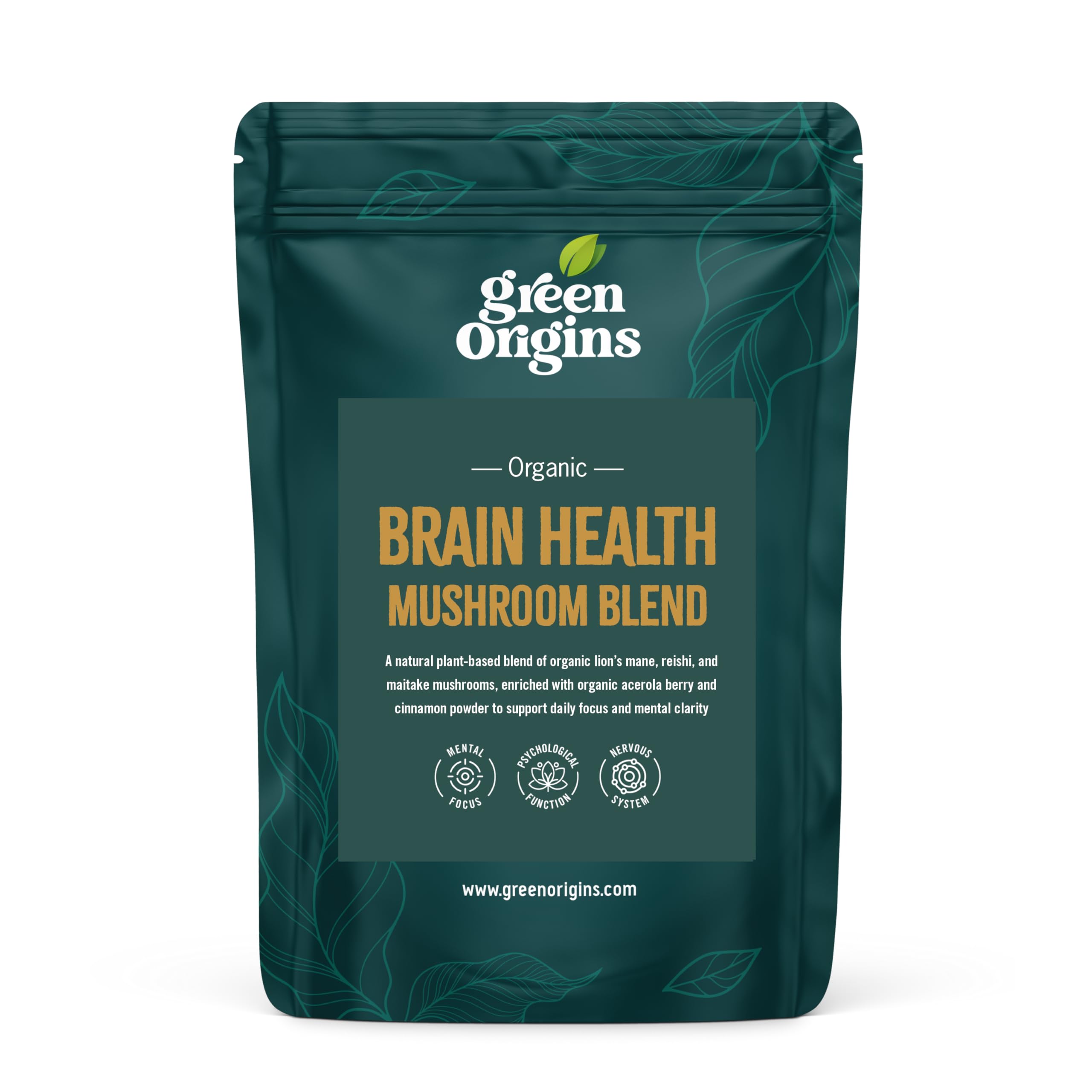 Green Origins Organic Mushroom Blend for Brain Health with Lion's